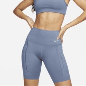 Nike Firm Support High Waisted 8" Biker Shorts With Pockets Large